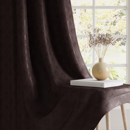 Image of HOKIPO Palmea True Blackout Curtains 7 Feet Long 1 Panel, Coffee