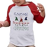 Christmas Gnome Shirt Toddler Baby Boy Girls Buffalo Plaid Gnomies Xmas Tshirt Vacation Long Sleeve Raglan Tee Tops Red