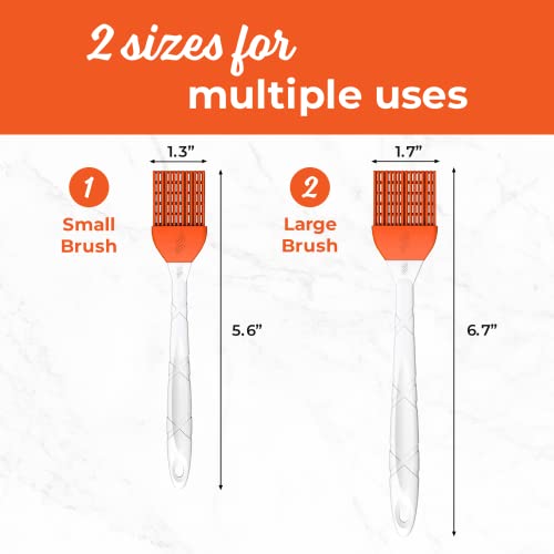 M Kitchen World Silicone Pastry Brush For Cooking 2 Pieces - Rubber Basting Brush With Grid, Kitchen Brushes Utensils For Food Sauce Butter Oil Bbq Spreading - Orange #TOP2