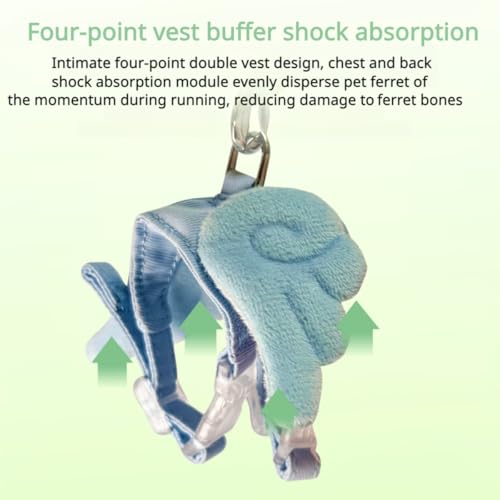 Image of Ferret Harness and Leash with Adjustable Buckle for Small Pets, Soft Breathable Walking Vest with Angel Wings for Guinea Pig, Bunny, Rabbit, Kitten, Chinchilla (Blue)