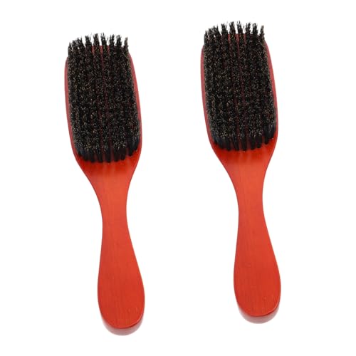 LIFKOME 2個 猪毛ブラシ 髪用木製ブラシ 木の毛のヘアブラシ スムージングヘアブラシ 柔らかい毛の髪のブラシ バーバーブラシ 男性のためのひげブラシ 剛毛 Coffee