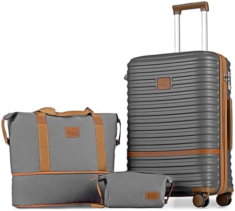 Joyway Luggage Set 3 Piece Suitcase Sets, Expandable Carry on Luggage with Spinner Wheel, Hard Shell Luggage Set with TSA Lock, Black brown, 4 piece set (13/20inch), Hardside Expandable Travel Laggage 25