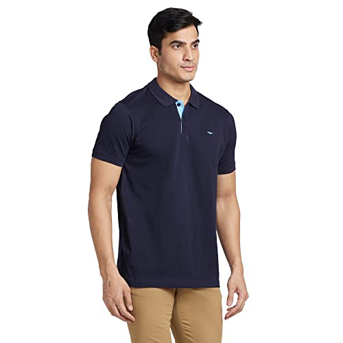 Image of Park Avenue Slim Fit Pure Cotton Print Pattern Polo Neck Casual T-Shirt