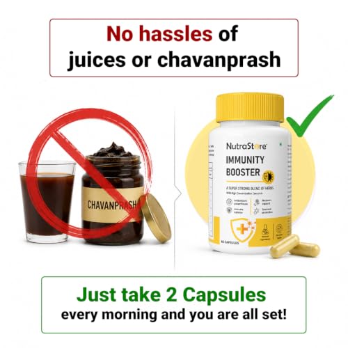 Image of NutraStore Immunity Booster for Men & Women | Curcumin, Giloy, Amla, Moringa, Ginger, Orange & Piperine | Daily Health Supplement | 60 Capsules | Pack of 3