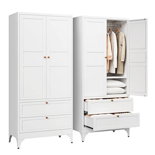 Letaya Metal Armoire Wardrobe Closet with...