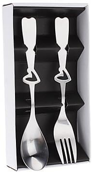 VOTEKI Exquisite Lovers Heart-shaped Hollow Tableware Spoon and Fork Flatware Set with Gift Box