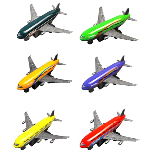 【Giocattoli Aerei】Set contiene 6 modelli di aerei con diversi disegni e colori, Le dimensioni di ogni aereo sono circa 7.5*7.5*3cm, ideali per giochi di ruolo, gare o come decorazione per la cameretta dei bambini.