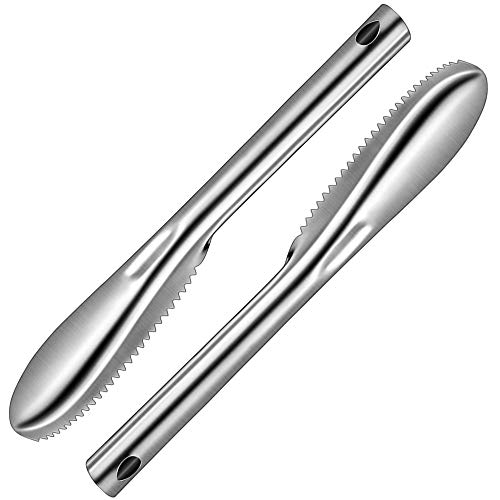 ADORAMBLING 2 Pieces Fish Scaler Stainless Steel Fish Scaler Remover with 58 Sawtooth Fish Scale Remover Efficient Fish Descaler Tool Fish Scraper for Chef and Home Cooks