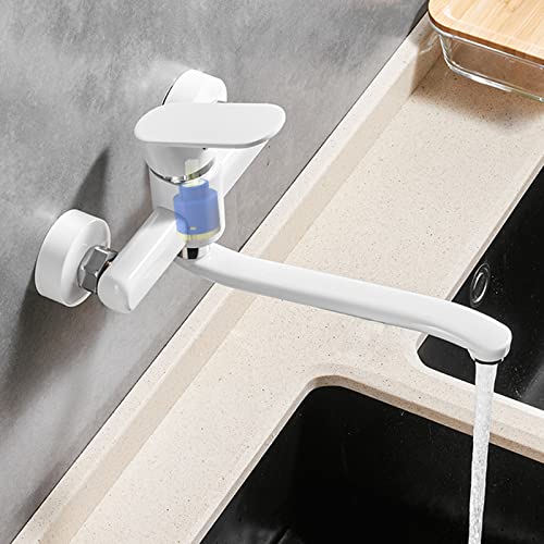 Robinet de cuisine mural blanc en laiton mitigeur double trou 25cm