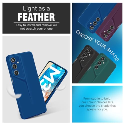 Image of WOW IMAGINE Slim Back Cover for Samsung Galaxy M35 5G | Blade Series Ultra Thin Case with Lightweight Design | Camera Protection | Soft Matte Silicone Flexible Mobile Case - Blue