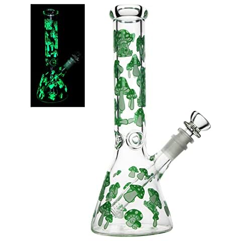 The7boX Thick Glass Bong Smoking Water Pipes with Downstem 14mm Luminous Bongs 26cm 10.3inch Cover