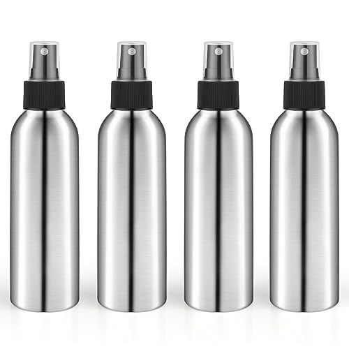 4pcs 120ml/4oz Aluminum Spray Bottles,Empty Fine Mist Spray Containers,Metal Atomizer Bottles,Reusable Fine Mist Sprayer for Cosmetic,Perfume,Face Spray,Air Freshener,Cleaning,Gardening