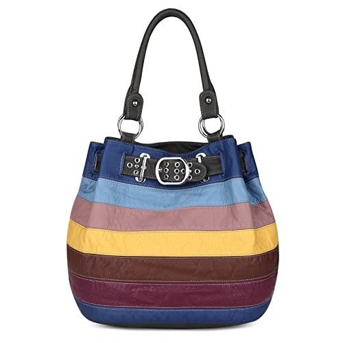 VINBAGGE Bolso de Mujer,Bolso Marron Mujer Bolso Bandolera Mujer Mediano Bolsos Bandolera Mujer Grandes Bolso de Hombro Shopper Casual/Ocio/Trabajo/Comprar/Viajes Cortos(Azul) Cover