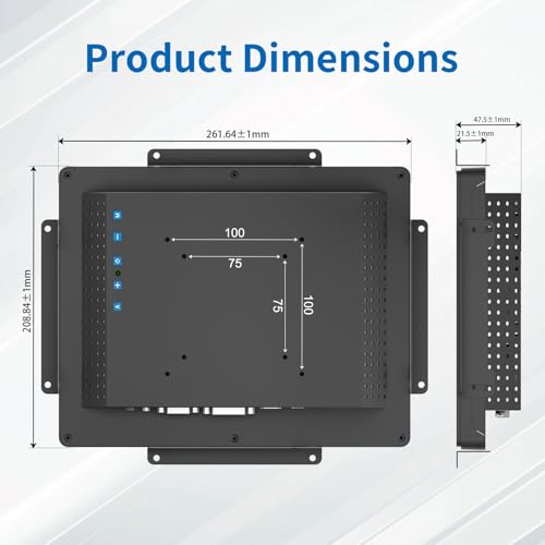 Image of 10.4 Inch Open Frame Touch Monitor, PCAP 10-Point Touch Industrial Touchscreen Monitor, with HDMI /VGA /DVI Interface, Active Matrix TFT LCD,LED Backlight, with VESA Mount