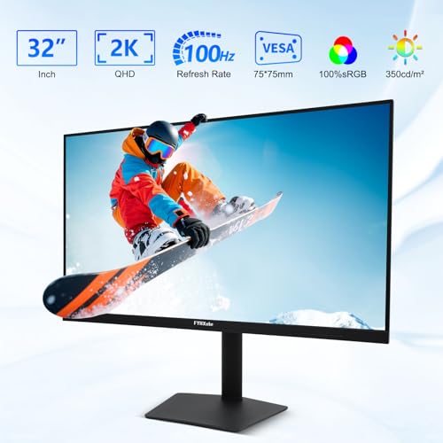 Image of FYHXele 32 Inch Large Touchscreen Monitor QHD 1440P 100Hz,USB-C, HDMI, Displayport,Height /Swivel /Tilt /Rotating Adjustable Stand, IPS Multi-Touch PC Monitor for mall, Office, Gaming
