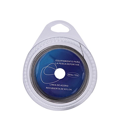 PerGar Fishing Steel Wire, Fishing Line Wire Leader, 5 Types 10m 7 Strands BraidedStainless Steel Leader Wire, Sea Fishing Line Wire Covered with Plastic, for Big Mouth Fish (40 lbs)