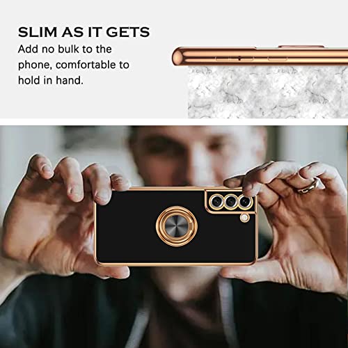 YINLAI Design for Samsung Galaxy S21 FE 5G Case, with Rotatable Ring Holder Magnetic Kickstand Stand Women Girls Soft Silicone Slim Shockproof Protective Phone Cover 6.4 inch, Black - Image 7