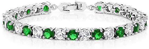 Sparkling Multi-Color Round Cubic Zirconia CZ Women's Tennis Bracelet (7.50 cttw, 7 Inch), White and Green