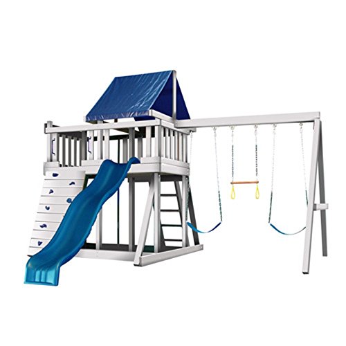Congo Monkey Playsystem #1 with Swing Beam - White and Sand Low Maintenance Play Set - Made in The USA - Polymer Coated Playset