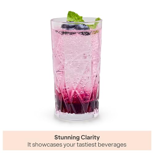 Image of CELLO Swirl Hi-Ball Tumbler Glass Set of 6, 275ml Each | Dishwasher Safe | Comfortable Grip & Stackable | Perfect Glasses for Water, Juice, Cocktail, Mocktails & Cold Drinks | for Daily Use & Gifting