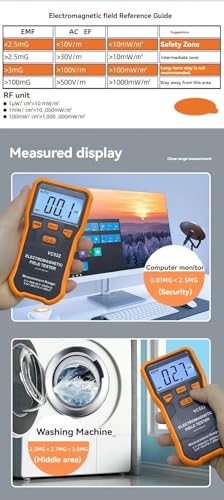 Medidor Gauss VC522 EMF campo magnético baja frecuencia miniatura 3