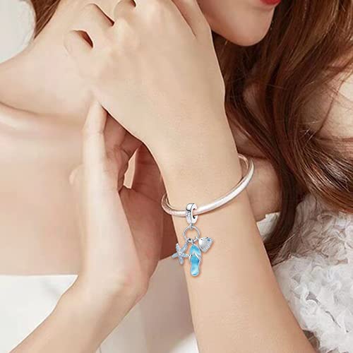 Starfish Sea Shell Ocean Beach Charm Go On Holiday Slippers Charm Rhinestone Dangle Bead Charm for Charms Bracelet for Girls Women3