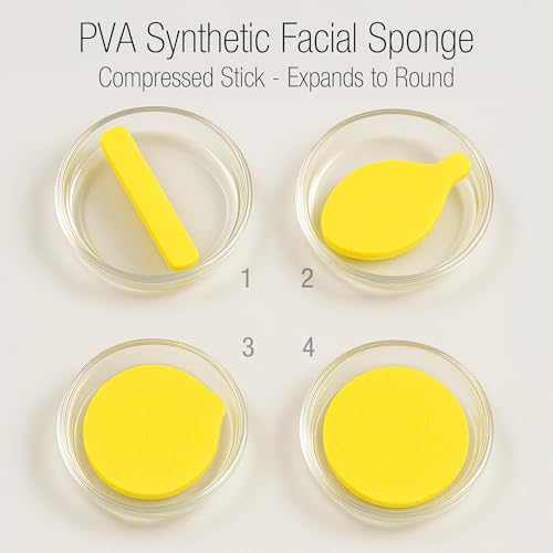 Image of APPEARUS Facial Sponges 60 Pack - Compressed PVA Face Sponges for Deep Cleansing, Exfoliating, Makeup Removal, for Sensitive Skin - Disposable Cosmetic Spa Round Sponge with Stick Shape