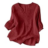 Summer Tops for Women UK - Cheesecloth Peasant Blouse Long Sleeve Round Neck Plus Size Plain Embroidered Chinese Style Mature Style Beach Evening Black Pink Orange Petite airy Relaxed Shape