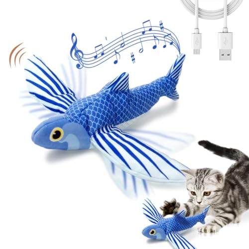 Lezod Flying Fish Touch Moving Pet chew, Plush, Interactive Small and Medium Pet Toys Cat Playing Fly Fish Automatic Sound Cat Toys.