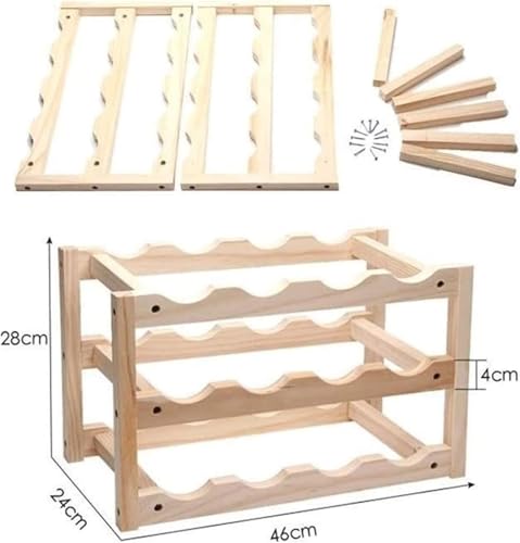 Soporte para botellas de vino de madera 12 botellas miniatura 2