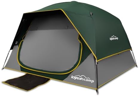 LOYEAHCAMP 4 Person Blackout Camping Tent, Easy Setup Waterproof Family Dome Tent for Camping with Rainfly, Portable Double Layer Large Family Tent for Outdoor Camping&Hiking