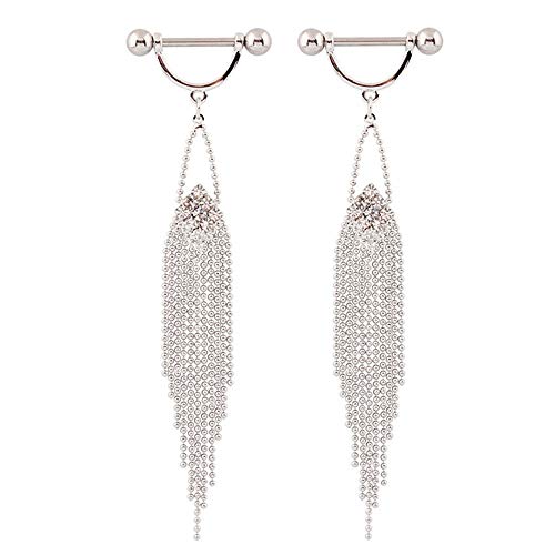 IrbingNii Nipple Rings Dangle Long Tassels Nipple Piercings for Women Men Surgical Stainless Steel 14G Bar 1 Pair