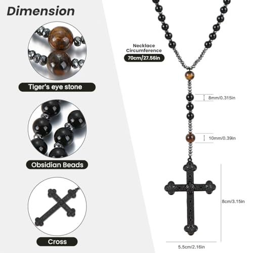 Rosary Beads, Black Rosary for Men, Rosarios Catolicos Para Mujer,Long Cross Necklaces, Prayer Beads Christian Necklace2