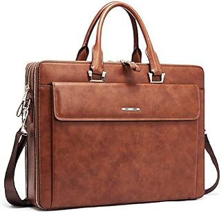 Cluci Women Leather Briefcases Slim Large Business 15.6 Inch Laptop Vintage Shoulder Bag