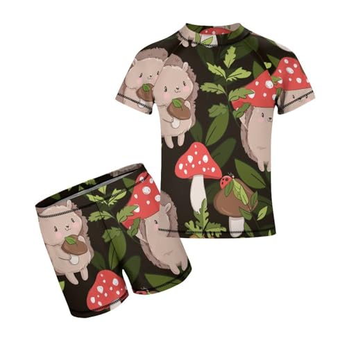 Cute Hedgehog and MushroomsChildren's Swimsuits Boys Two Piece Suit10-12Y（150cm）