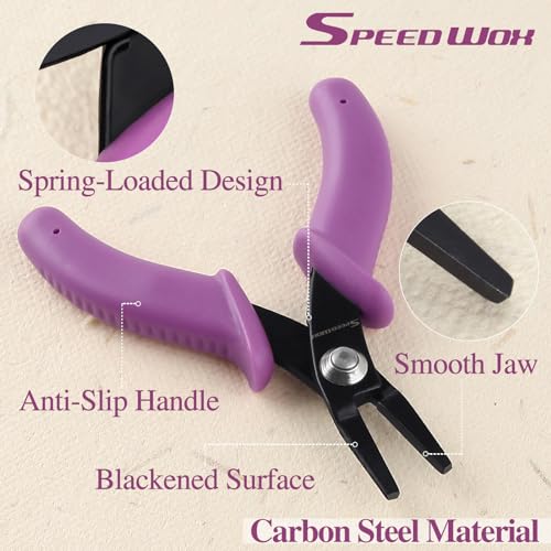 SPEEDWOX Minis: 4" Chain Nose Pliers w/ Smooth & Duckbill Jaws for Jewelry Making & Craft Supplies, Purple, 4" Flat Nose Plier - Image 4