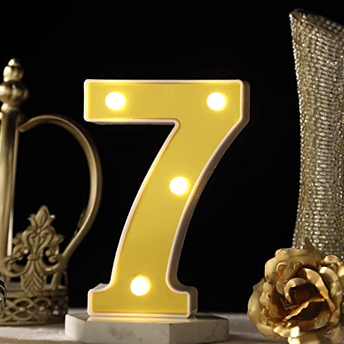 Image of Efavormart 6 inch Gold Marquee Number 7, Mirror Front Warm White LED Light Up 3D Sign, Battery Operated 72H Glow for Wedding Party & Wall Decor