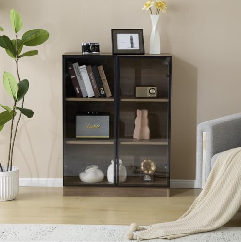 YAIXBNG Vitrina de cristal con iluminación,...