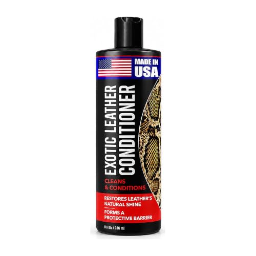 Exotic Leather Conditioner 8 fl oz - 3-in-1 Cleaner, Conditioner & Protectant for Ostrich, Python, Lizard, Caiman & Snakeskin, Restores Cowboy & Exotic Boots, Made in USA