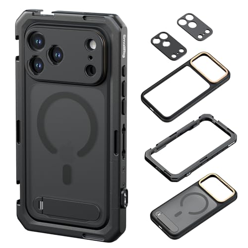 SmallRig iPhone 17 Pro Max用 スマホビデオケージ（ケース/TPUソフトフレーム/Tマウント/17mmネジ付きレンズバックプレート付き）ビデオ撮影/Vlog撮影用モバイルビデオリグ フラッグシップモデル - 5543