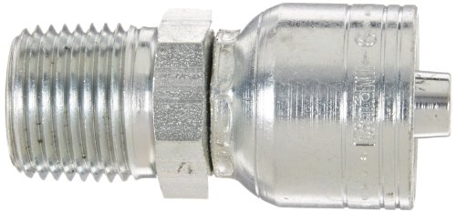Image of Aeroquip 1AA8MP6 Carbon Steel Global TTC (Thru the Cover) Crimp Hose Fitting Male Pipe, Straight, 3 /8 inch Hose ID, 1 /2 inch - 14 Thread