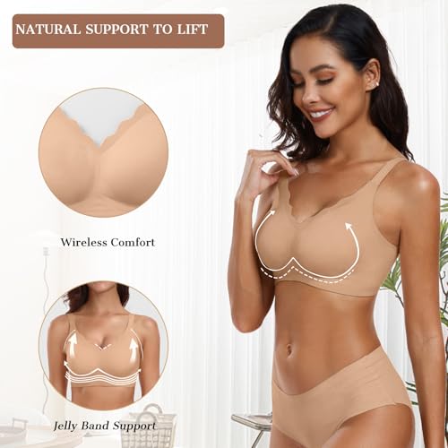 Image of OEAK Womens Wireless Jelly Bras Push Up Bralette Full Coverage No Underwire Bra Comfortable Everyday Seamless Tshirt Bras