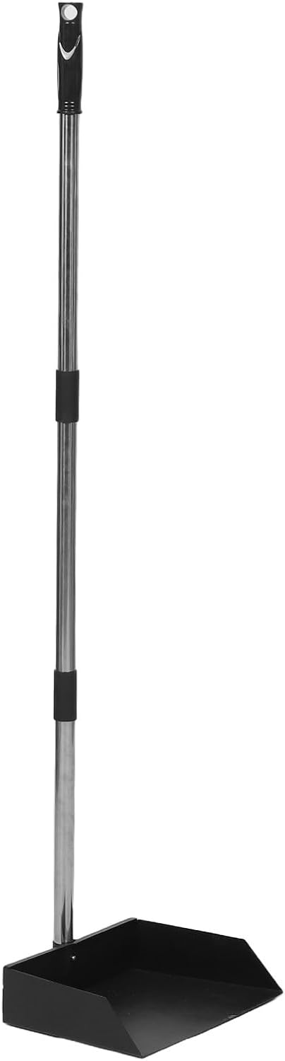 Standing Dust Pan: Long Handle Scooper for Chicken Coop Litter - Metal Poop Scoop - Stainless Steel Dustpan for Sand Manure Garden Farm Use