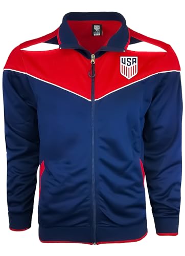 Icon Sports Officially Licensed Boy's U.S. Soccer Full Zip Track Jacket, Youth Sizes Licensed USA Soccer Jacket | Navy, YM3