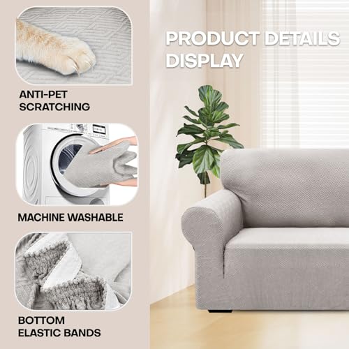 YSTELLAA Sofa Überzug 1 Sitzer, Stretch Sesselschoner, Sofaschoner rutschfest Mit Armlehne, Universal Sofabezug… – Ansicht 5