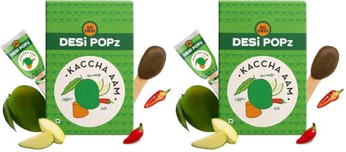 Image of GO DESi Popz - Kaccha Aam Pop, Raw Mango & Jaggery Candy, Aam Candy Packet, Fruit Toffee, Indian Snacks, 40 Pieces, 320 g (Pack of 2)