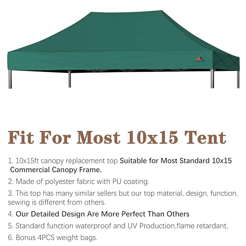 Image of SCOCANOPY Forest Green Commercial 10x15 Canopy Replacement Canopy Top