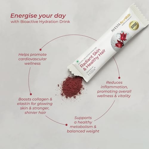 Image of AvestaAyurVAID Radiant Skin & Healthy Hair - Powered by HiBix | Bioactive Hydration Drink (Pack of 7) | Supports Natural Collagen & Elastin for Skin, Hair & Wellness | No Added Sugar, No Artificial Flavours, No Artificial Colours