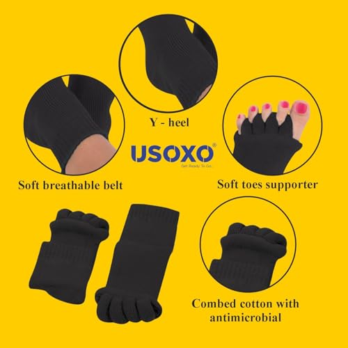 Image of Foot Alignment Socks|Cotton Finger Toe Separator|Easing Bunion Hammertoe And Arthritis Pain Relief|Improving Posture & Increasing Flexibility|Free Size For Office Yoga Men & Women (Dark Grey)
