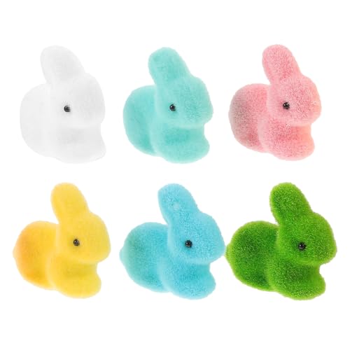 MAGICLULU Petit Lapin en Mousse Décoratif 6 Pièces Gazon Artificiel De Pâques Figurines De Lapin Animal Floqué Statue De Lapin Cadeau De Fête De Pâques...